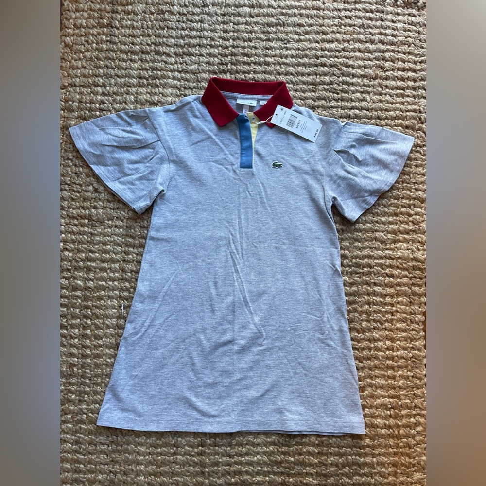 Lacoste size 8 girls flounced sleeve polo dress